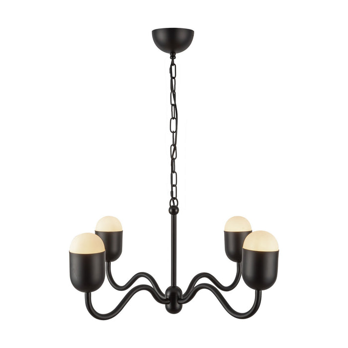 Alora CH558427MBOP Four Light Chandelier, Matte Black/Opal Glass
