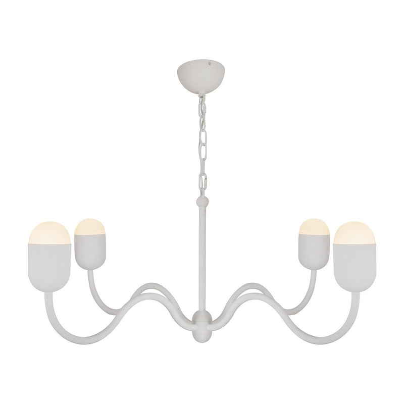 Alora CH558439AWOP Four Light Chandelier, Antique White/Opal Glass