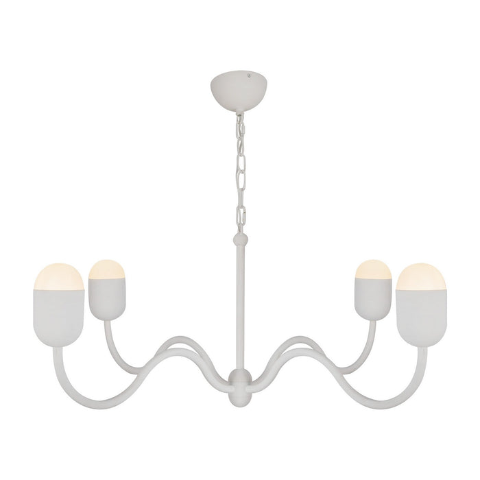 Alora CH558439AWOP Four Light Chandelier, Antique White/Opal Glass