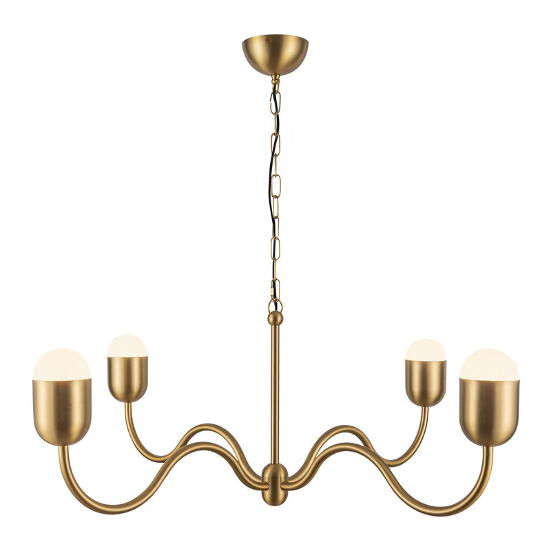 Alora CH558439BGOP Four Light Chandelier, Brushed Gold/Opal Glass