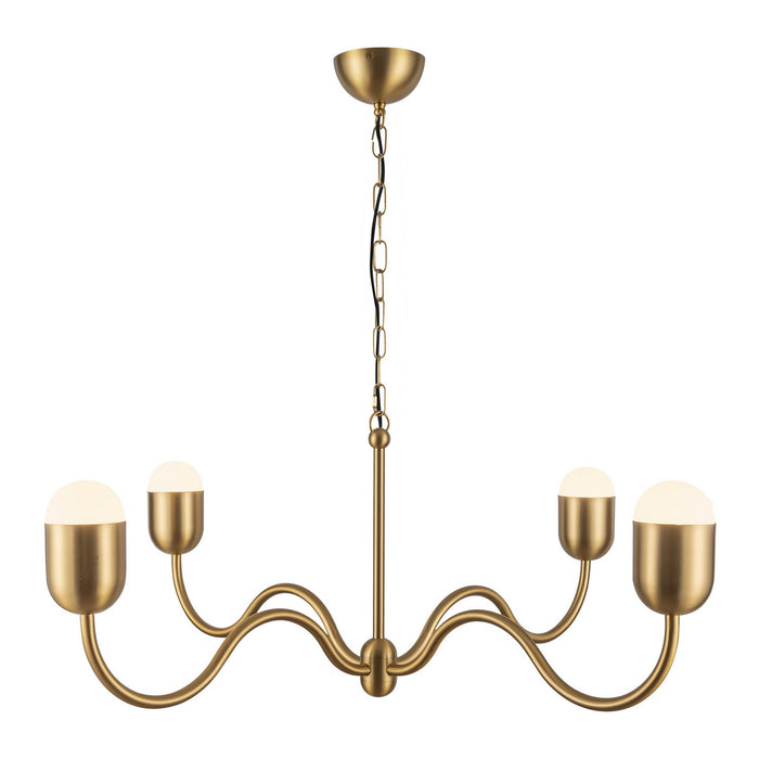 Alora CH558439BGOP Four Light Chandelier, Brushed Gold/Opal Glass