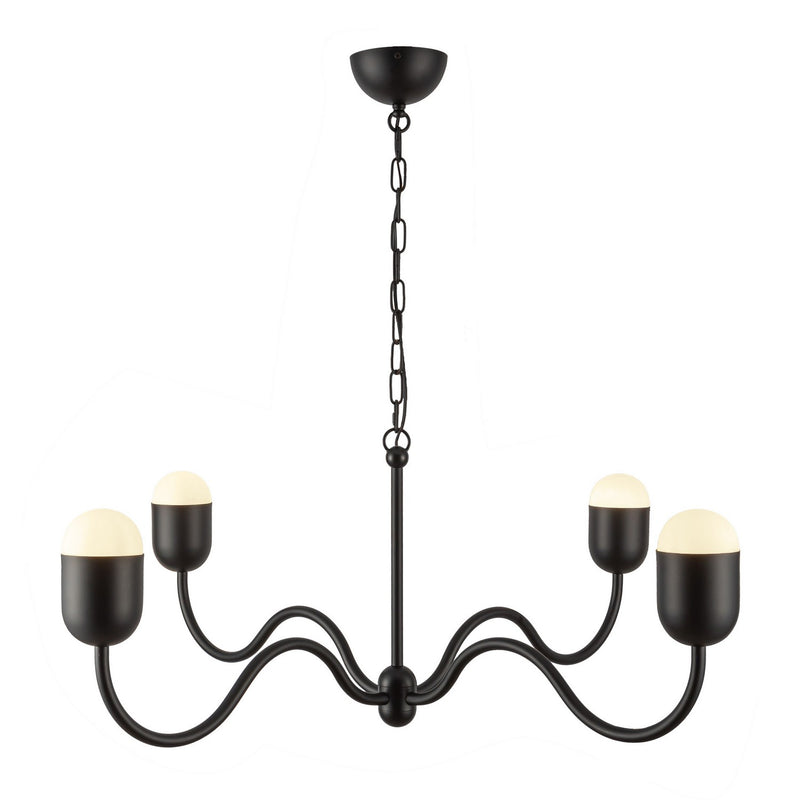 Alora CH558439MBOP Four Light Chandelier, Matte Black/Opal Glass