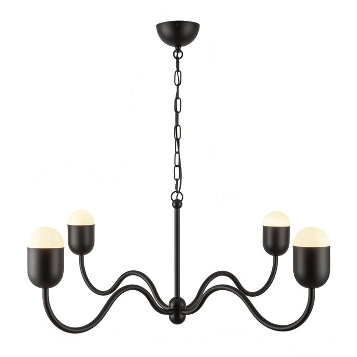 Alora CH558439MBOP Four Light Chandelier, Matte Black/Opal Glass
