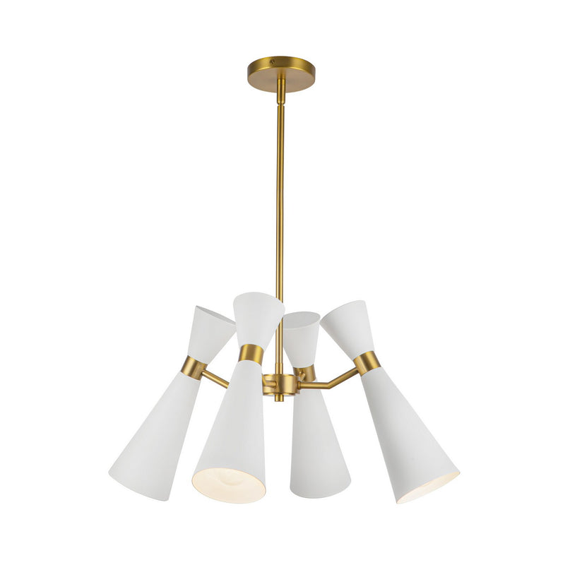 Alora CH574424WHAG Four Light Chandelier, White/Aged Gold