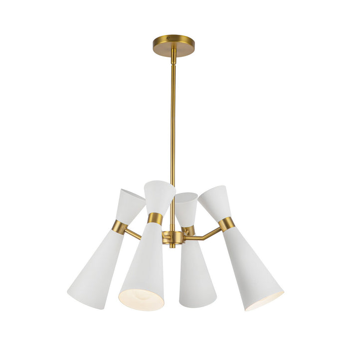 Alora CH574424WHAG Four Light Chandelier, White/Aged Gold
