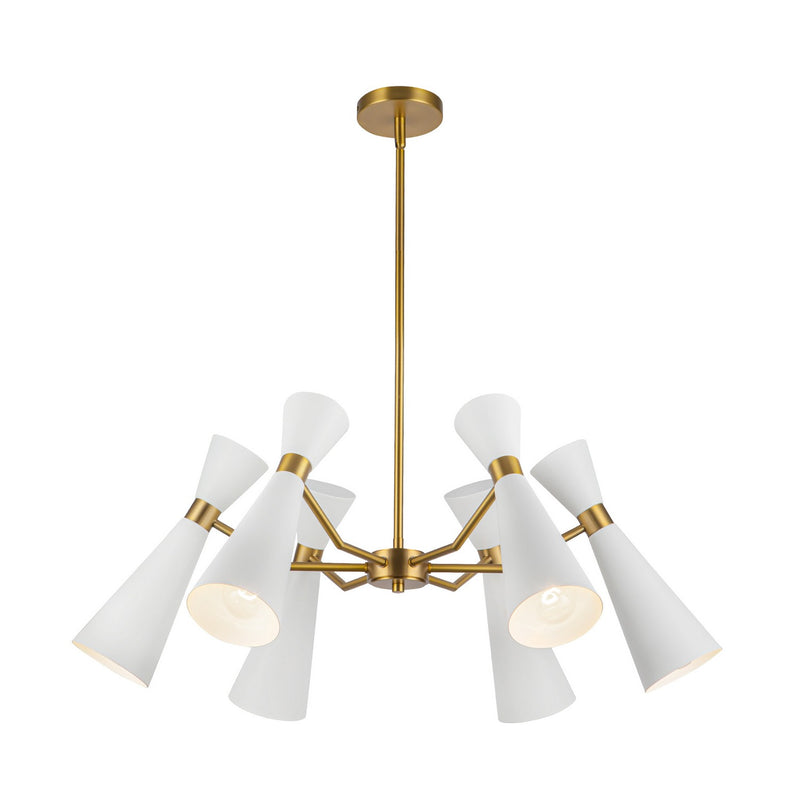 Alora CH574632WHAG Six Light Chandelier, White/Aged Gold