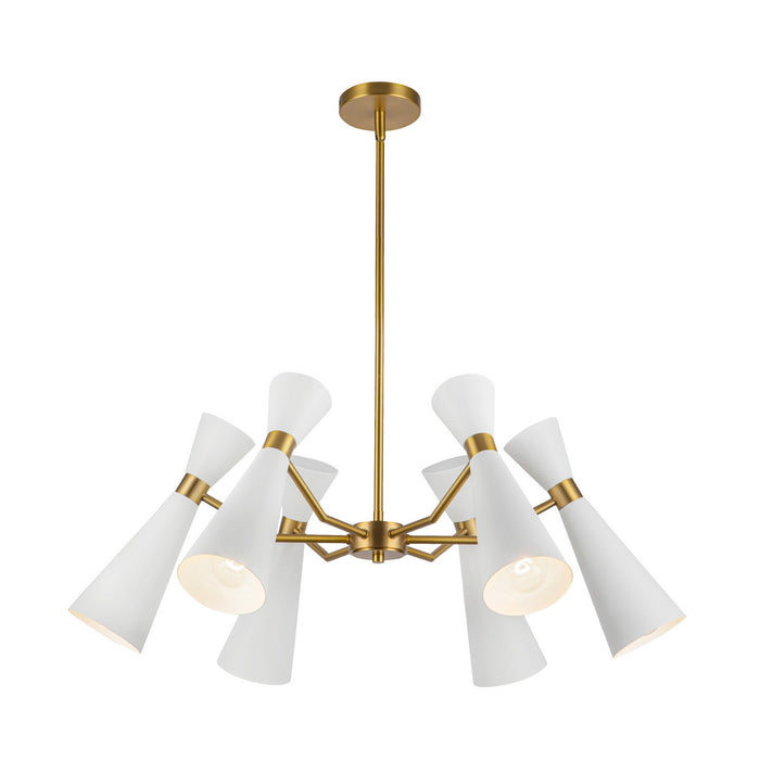 Alora CH574632WHAG Six Light Chandelier, White/Aged Gold