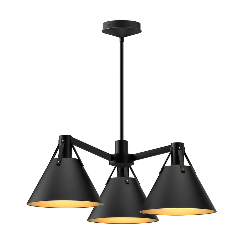 Alora CH584525MB Three Light Chandelier, Matte Black