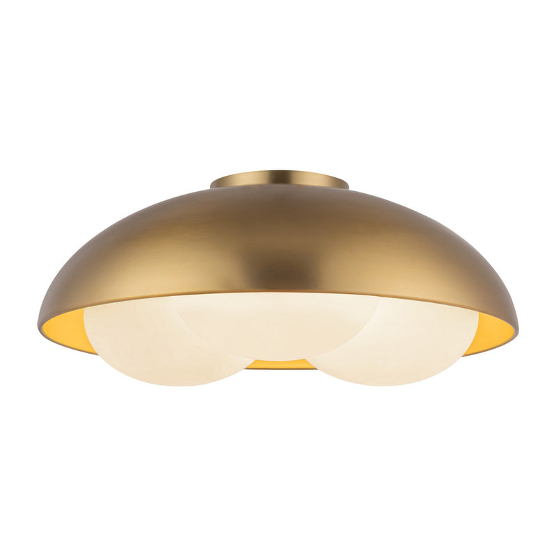 Alora FM495316BGOP Three Light Flush Mount, Brushed Gold/Opal Glass