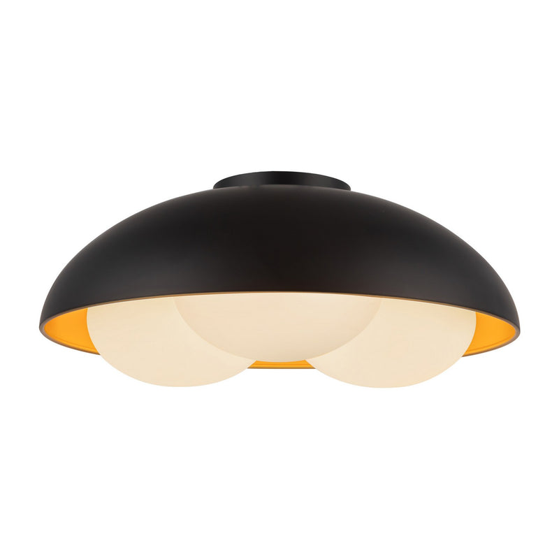 Alora FM495316MBOP Three Light Flush Mount, Matte Black/Opal Glass
