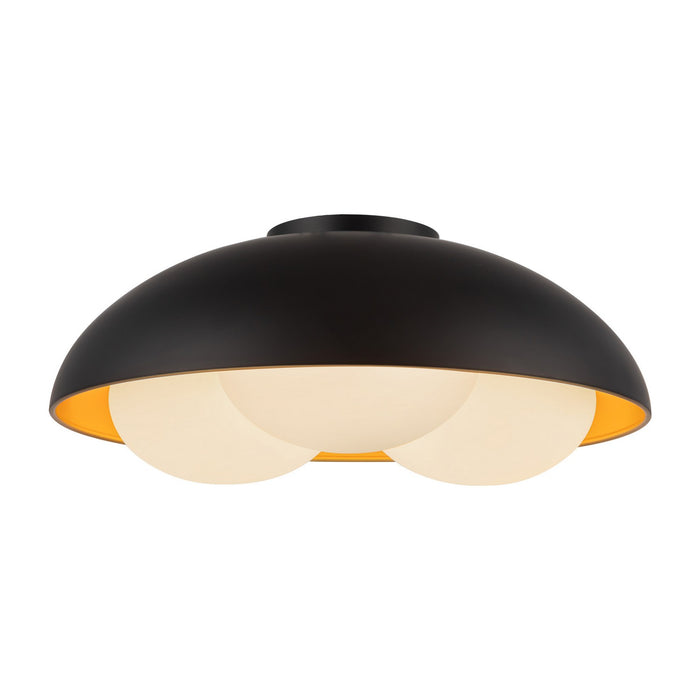 Alora FM495316MBOP Three Light Flush Mount, Matte Black/Opal Glass