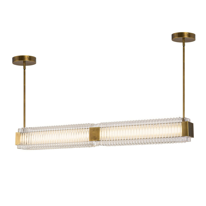 Alora LP374247VBCR-UNV LED Linear Pendant, Vintage Brass/Ribbed Glass