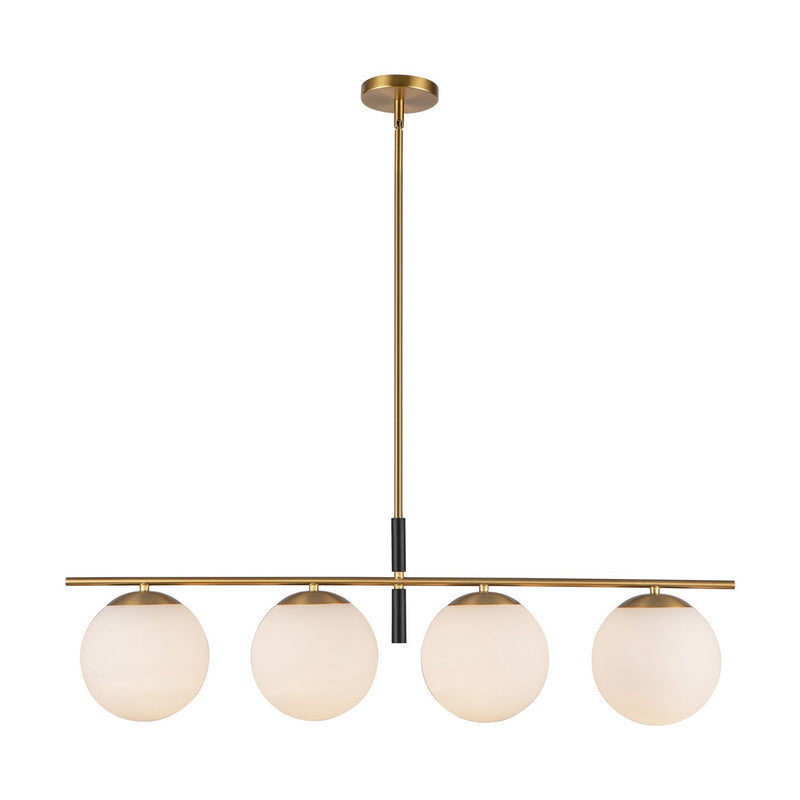 Alora LP421437BGOP Four Light Linear Pendant, Brushed Gold/Opal Glass