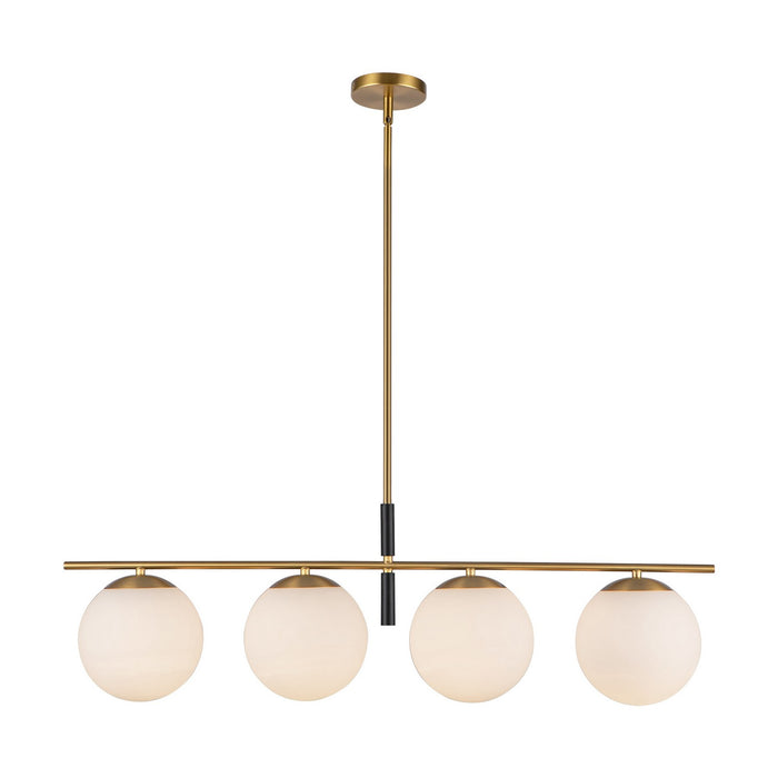 Alora LP421437BGOP Four Light Linear Pendant, Brushed Gold/Opal Glass