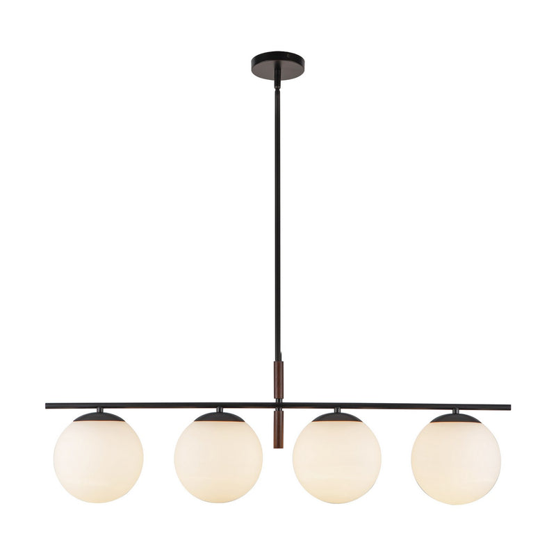 Alora LP421437MBOP Four Light Linear Pendant, Matte Black/Opal Glass