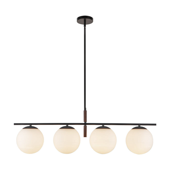 Alora LP421437MBOP Four Light Linear Pendant, Matte Black/Opal Glass