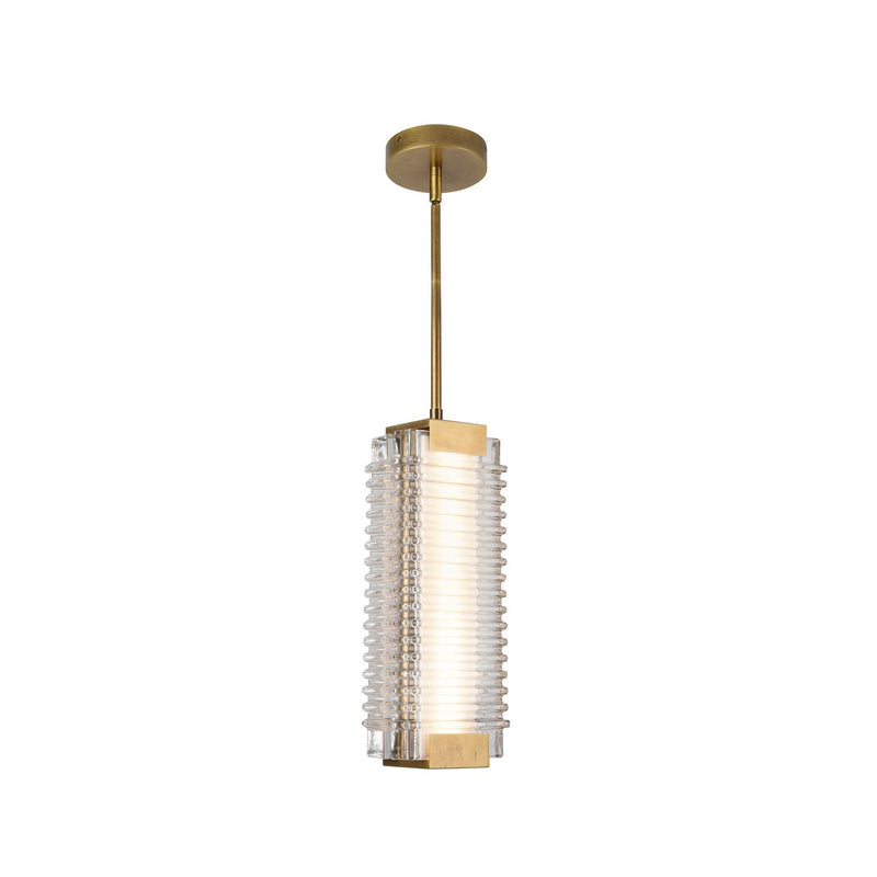 Alora PD374316VBCR-UNV LED Pendant, Vintage Brass/Ribbed Glass
