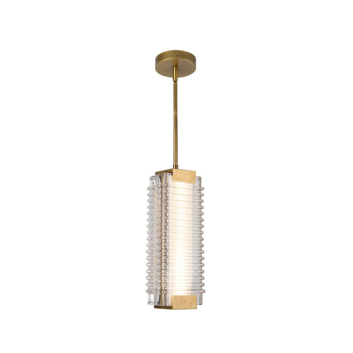 Alora PD374316VBCR-UNV LED Pendant, Vintage Brass/Ribbed Glass
