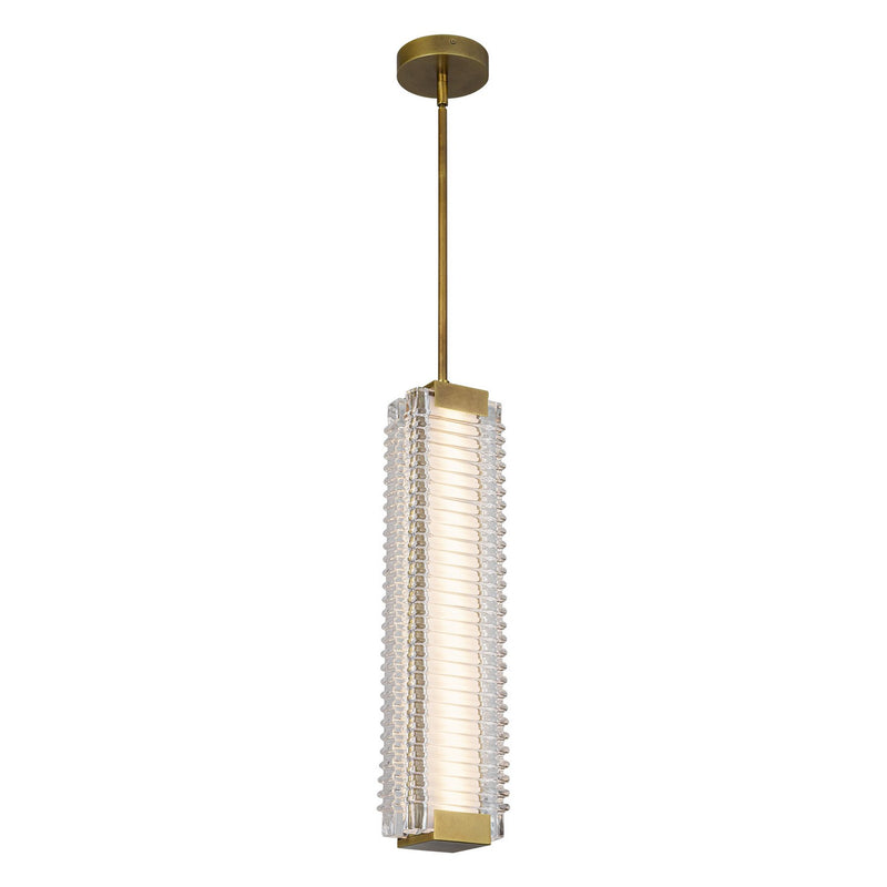 Alora PD374624VBCR-UNV LED Pendant, Vintage Brass/Ribbed Glass