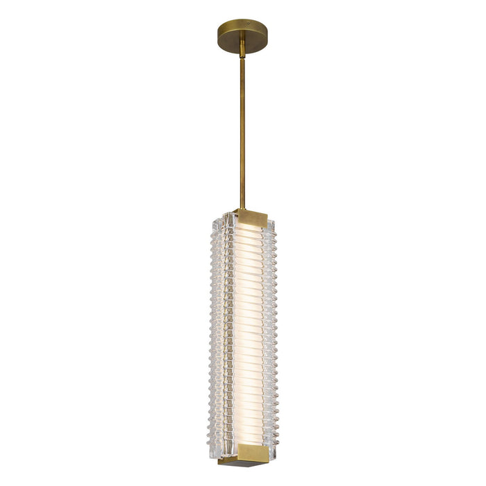 Alora PD374624VBCR-UNV LED Pendant, Vintage Brass/Ribbed Glass