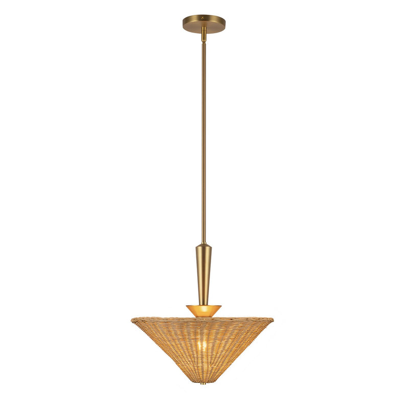 Alora PD497016BGRA One Light Pendant, Brushed Gold/Rattan