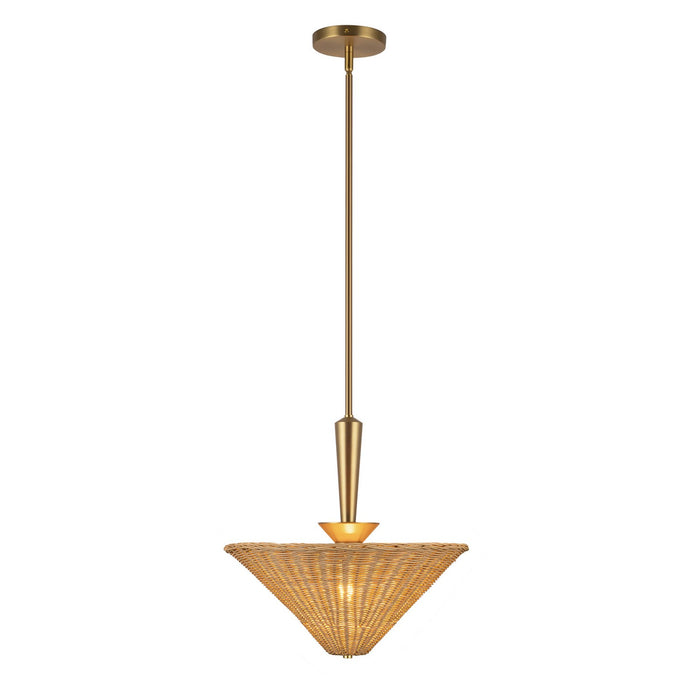 Alora PD497016BGRA One Light Pendant, Brushed Gold/Rattan