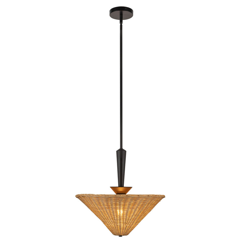 Alora PD497016MBRA One Light Pendant, Matte Black/Rattan