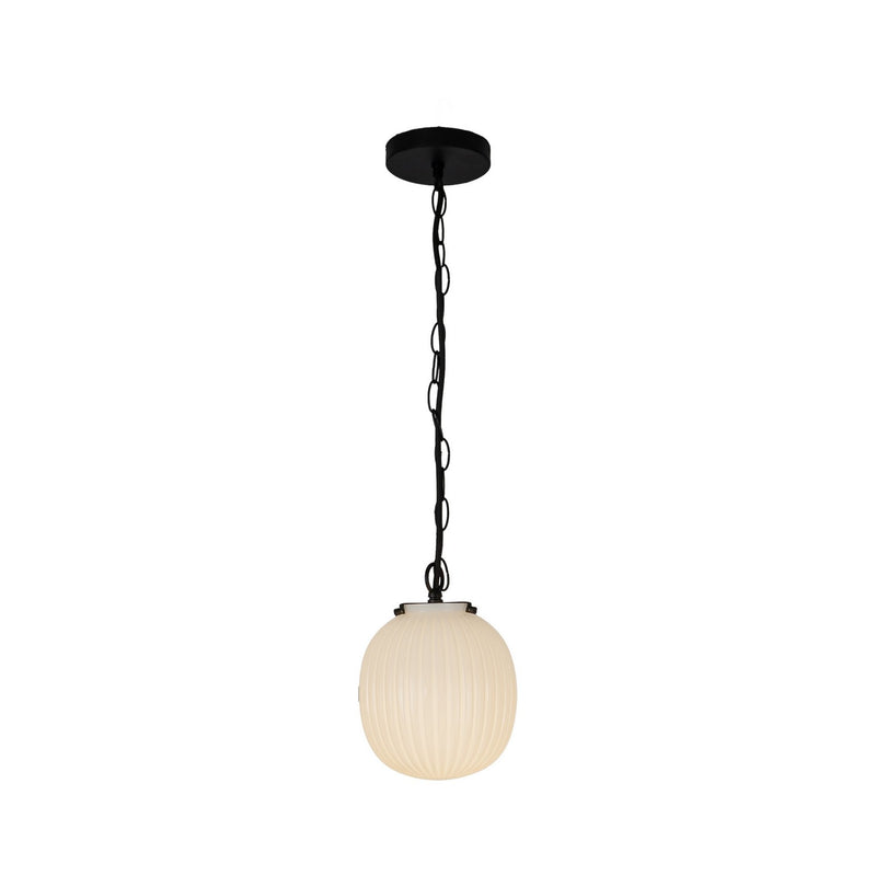 Alora PD579107MBGR One Light Pendant, Matte Black/Glossy Ribbed Opal Glass
