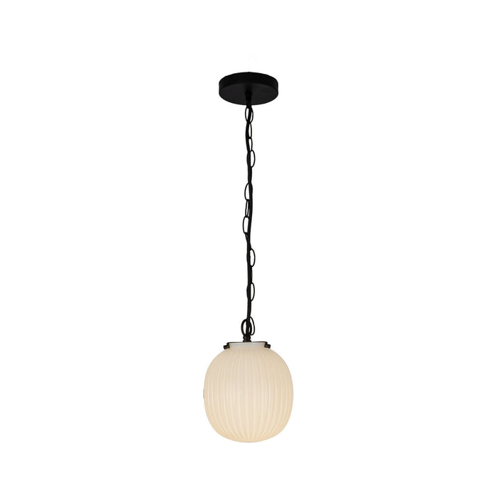 Alora PD579107MBGR One Light Pendant, Matte Black/Glossy Ribbed Opal Glass