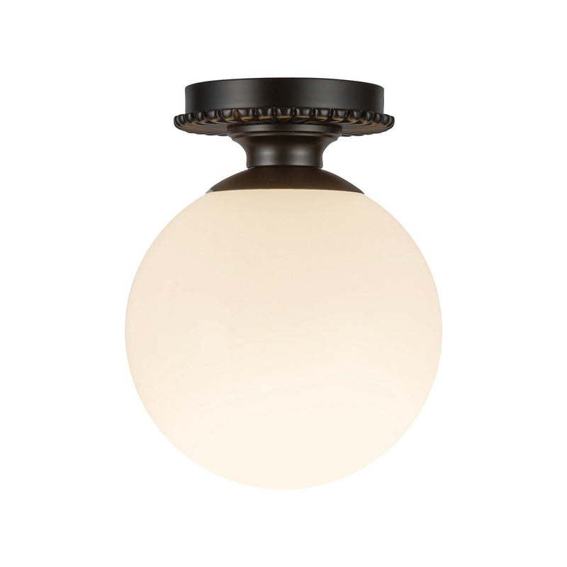 Alora SF430108MBGO One Light Semi-Flush Mount, Matte Black/Glossy Opal Glass
