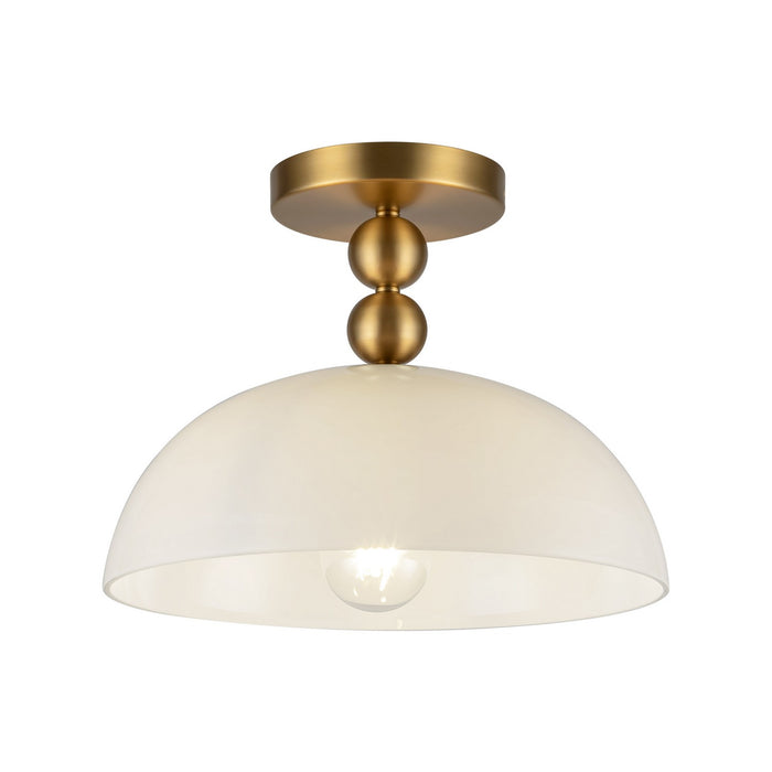 Alora SF459012BGGO One Light Semi-Flush Mount, Brushed Gold/Glossy Opal Glass