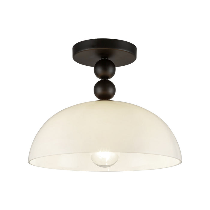 Alora SF459012MBGO One Light Semi-Flush Mount, Matte Black/Glossy Opal Glass