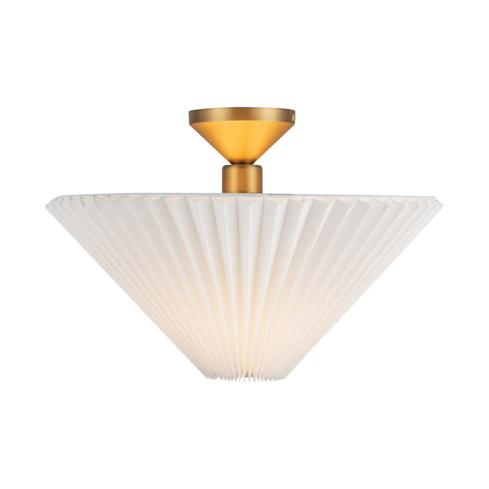 Alora SF497016BGFW One Light Semi-Flush Mount, Brushed Gold/Folded White