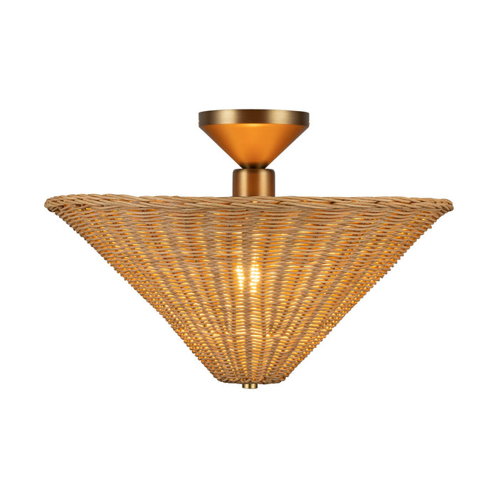 Alora SF497016BGRA One Light Semi-Flush Mount, Brushed Gold/Rattan