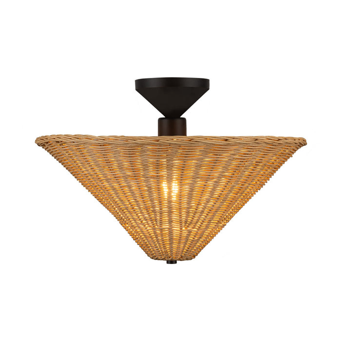 Alora SF497016MBRA One Light Semi-Flush Mount, Matte Black/Rattan