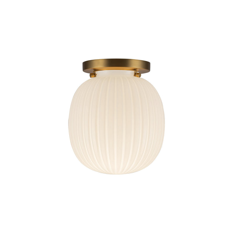 Alora SF579107BGGR One Light Semi-Flush Mount, Brushed Gold/Glossy Ribbed Opal Glass