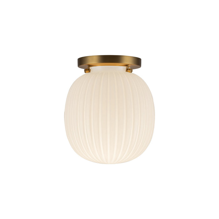 Alora SF579107BGGR One Light Semi-Flush Mount, Brushed Gold/Glossy Ribbed Opal Glass