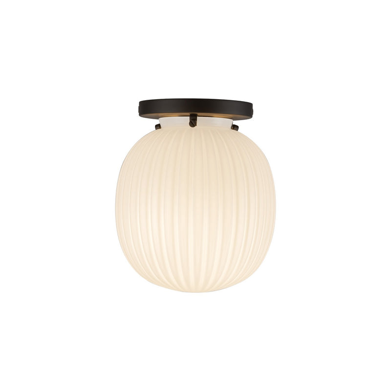 Alora SF579107MBGR One Light Semi-Flush Mount, Matte Black/Glossy Ribbed Opal Glass