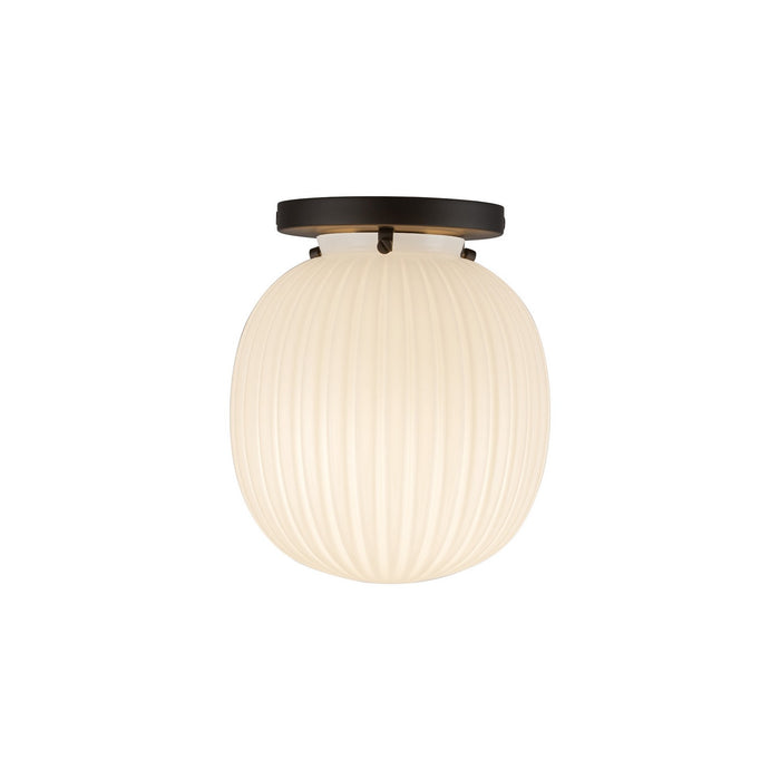 Alora SF579107MBGR One Light Semi-Flush Mount, Matte Black/Glossy Ribbed Opal Glass