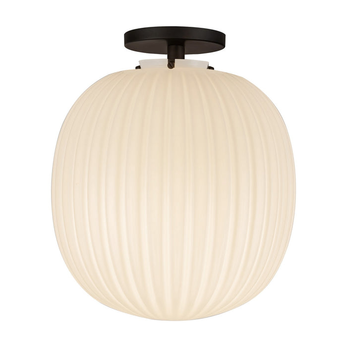 Alora SF579112MBGR One Light Semi-Flush Mount, Matte Black/Glossy Ribbed Opal Glass