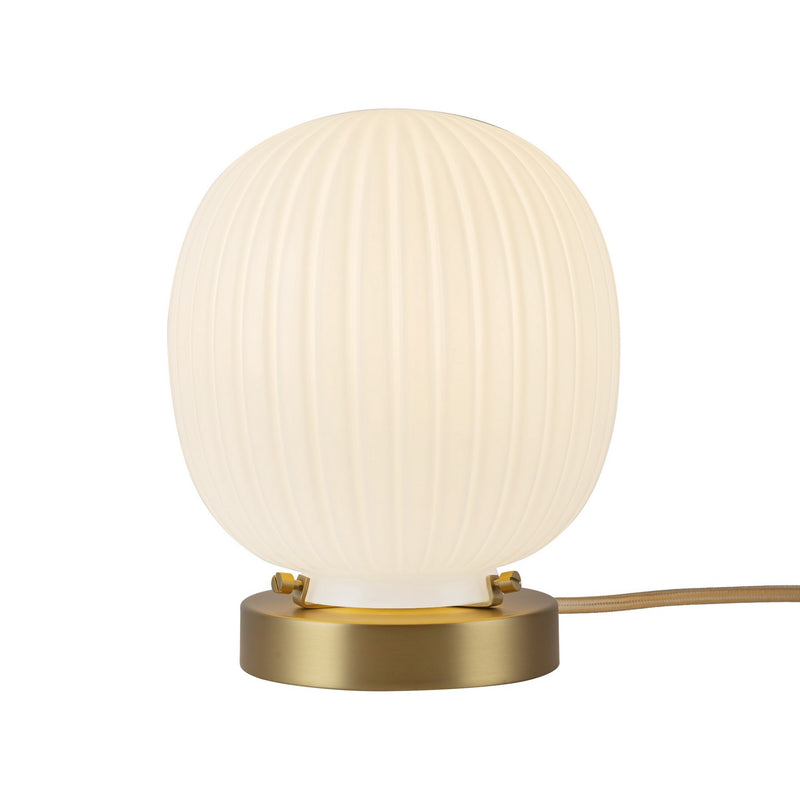 Alora TL579107BGGR One Light Table Lamp, Brushed Gold/Glossy Ribbed Opal Glass