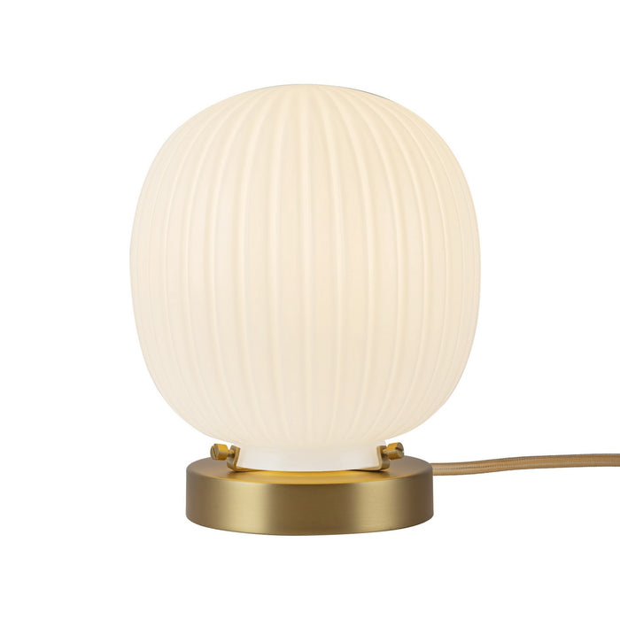 Alora TL579107BGGR One Light Table Lamp, Brushed Gold/Glossy Ribbed Opal Glass
