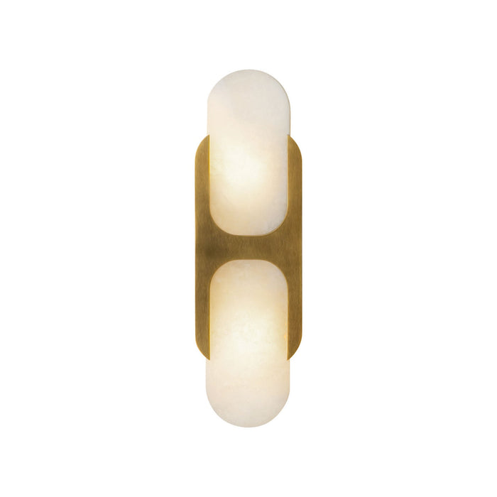 Alora WV357214VBAR Two Light Wall Vanity, Vintage Brass/Alabaster