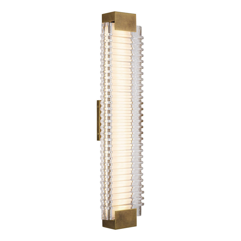 Alora WV374225VBCR LED Wall Vanity, Vintage Brass/Ribbed Glass