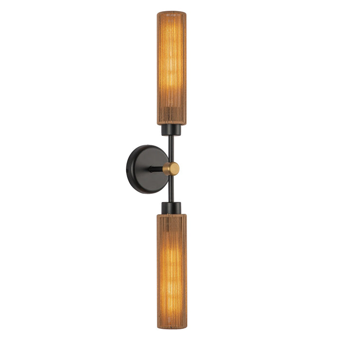 Alora WV491223MBTJ Two Light Vanity, Matte Black/Tan Jute
