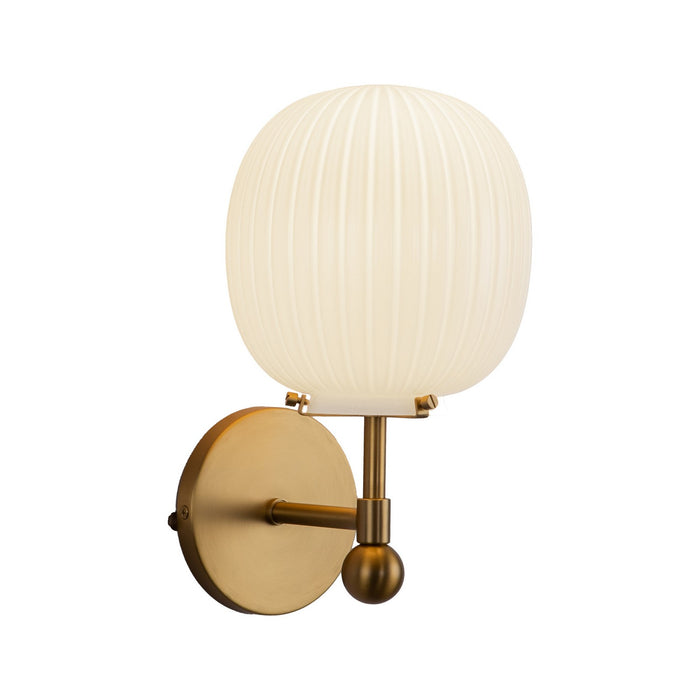 Alora WV579107BGGR One Light Vanity, Brushed Gold/Glossy Ribbed Opal Glass