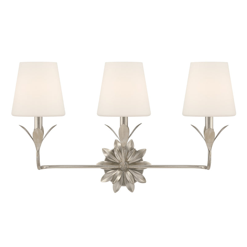 Crystorama 573-OP-SA Three Light Bath, Antique Silver