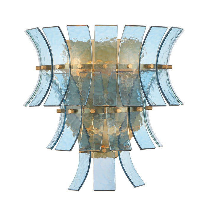 Crystorama ABI-2002-AG-BL Three Light Wall Sconce, Aged Brass