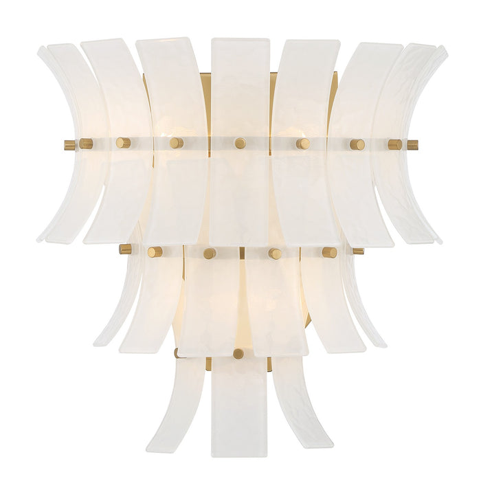 Crystorama ABI-2002-AG-WH Three Light Wall Sconce, Aged Brass