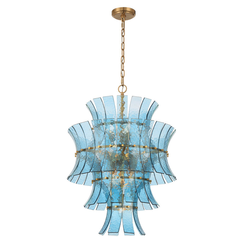 Crystorama ABI-2006-AG-BL 13 Light Chandelier, Aged Brass